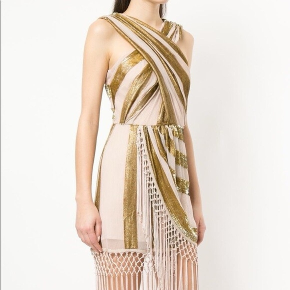 Alice McCall Surrealist Gold Metallic Fringe Dress